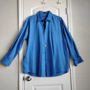 Perry Ellis Portfolio Men's Long Sleeve Blue Dress Shirt Size XL 17.5, 34-35